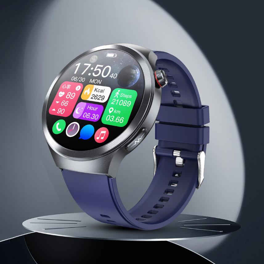 Reloj inteligente con pantalla AMOLED, ECG, frecuencia cardíaca, presión arterial, oxígeno en sangre, salud.