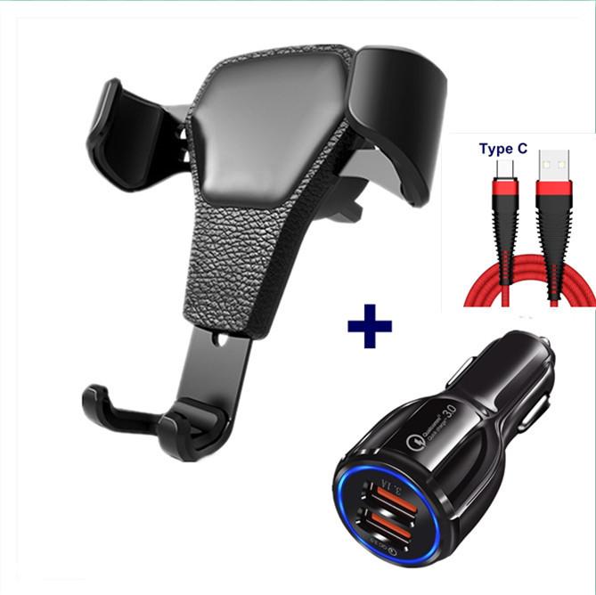 Soporte de Gravedad Omnia para Coche – Textura de Cuero Premium + Cargador Dual de Carga Rápida 3.1A - Imagen 5