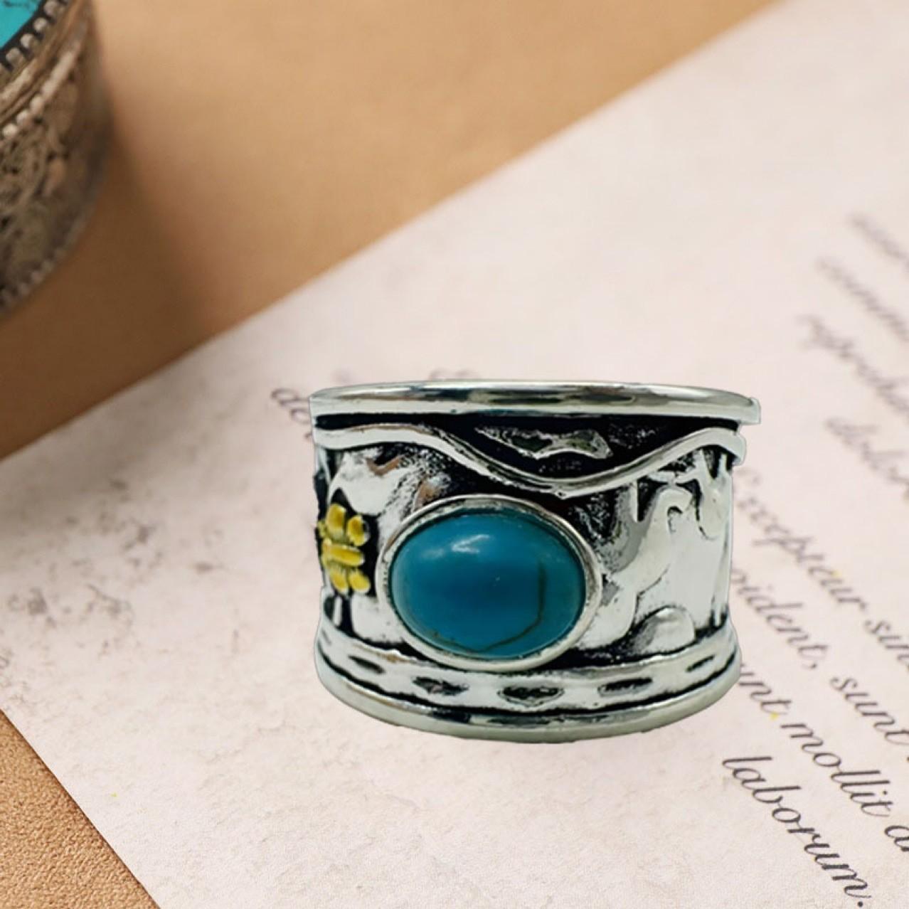 Anillo retro Thai de plata con piedra lunar y ónix en forma de mariposa - Imagen 2