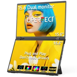 Monitor Portátil Doble UPERFECT 15.6″ 1080P FHD | Pantalla Plegable 100% sRGB