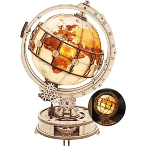 Globo Terráqueo Luminoso: Puzzle 3D de Madera con Luz LED